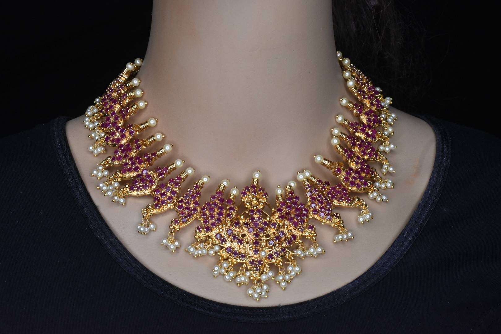 Mango Haram/guttapusalu/ruby Necklace 