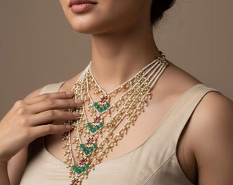 BR61 Insia Hyderabadi Jadavi Lacha in Green Beads , Indian