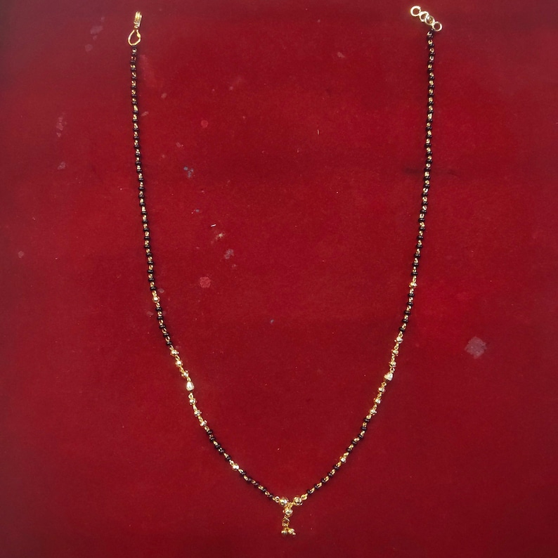 24K Gold Plated Mangalsutra Chain With Black Beads - 20 Inches - Etsy