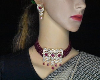 American diamond collar choker with earrings By Asp Fashion