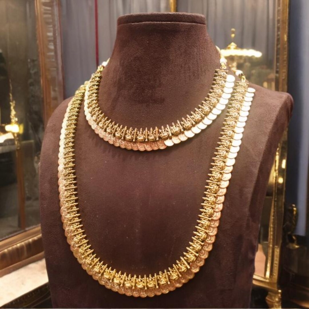 Antique Lakshmi Kasu Necklace - Traditional Temple Jewelry Haram - Etsy