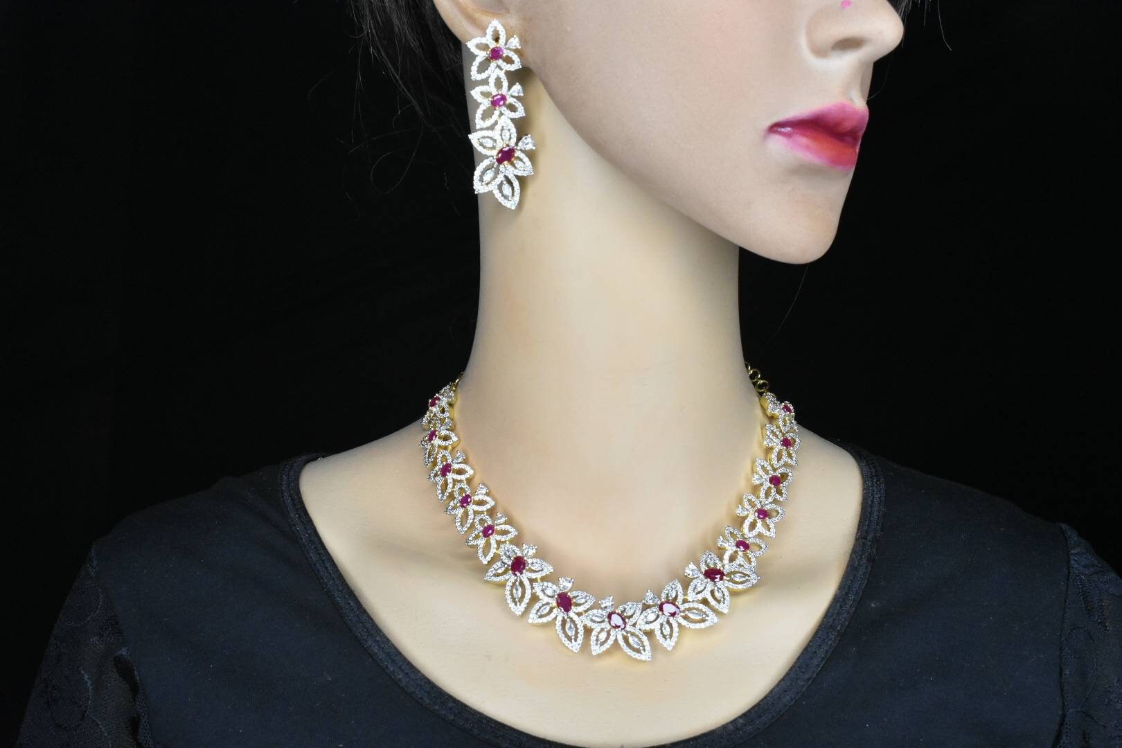 Indian Diamond Replica Necklace/american Diamond Necklace/cz