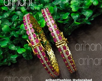 Indian Semi precious ruby bangles, ruby bangles ,indian cz bangles set By Asp Fashion