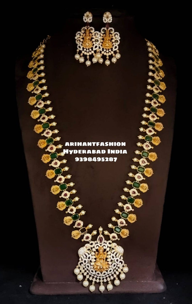 Most Beautiful Gold Replica Long Necklace With Earrings Etsy