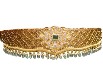 South Indian Uncut Diamond Vadyanam: Traditional Gold Belt