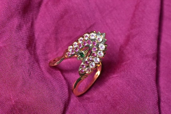 Buy Antique gold finish Adjustable Statement Cocktail Finger Ring with Ruby  Emerald Traditional South Indian Temple Fashion Jewellery for Women or  Girls at Amazon.in