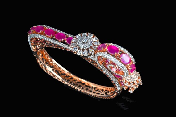 Rose gold bangle bracelet for woman | crystal bangle bracelets studded – Indian  Designs