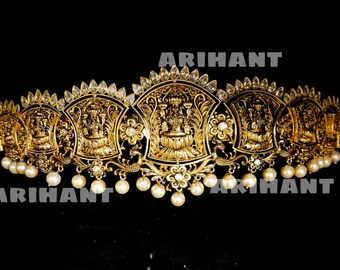 Antique Finished Gold Replica Radha Krishna  Vaddanam/hipbelt/oddiyanam/waiste Belt /kamra Bandh/radhakrishna Jewellery  by Asp Fashion 