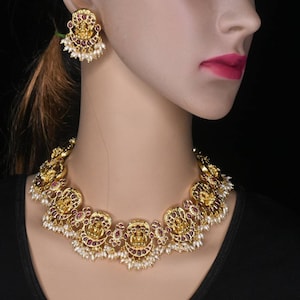 Real kempu and pearls guttapussalu necklace set By Asp Fashion Jewellery