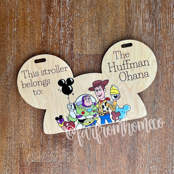 Personalized Stroller Tag | Toy Friends | Festive Family Vacation Travel Accessory