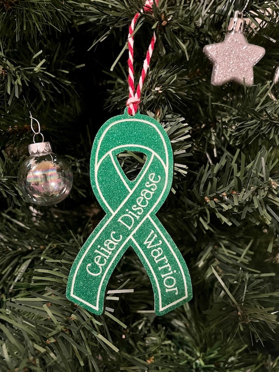 Celiac Disease Ribbon Glitter Ornaments