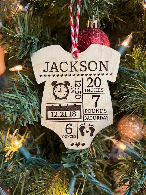 Wood Baby Onesie First Christmas Ornament