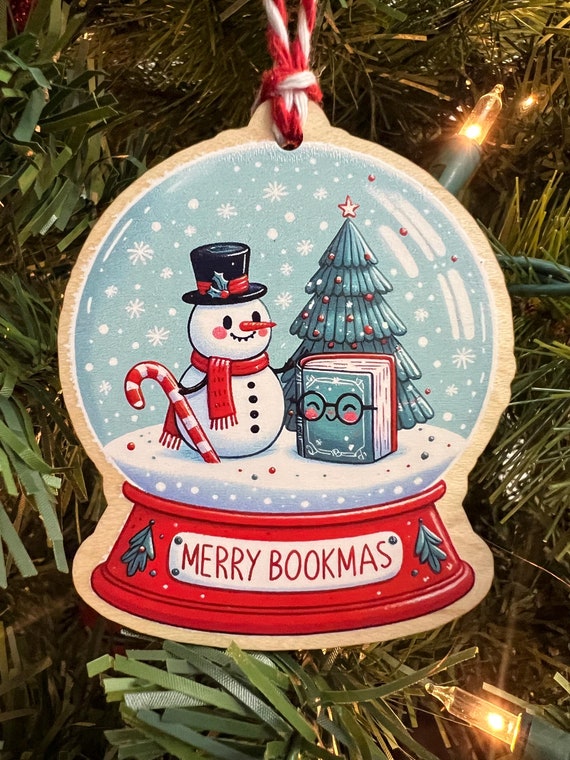 Snowglobe Merry Bookmas Book Club Reader Ornament