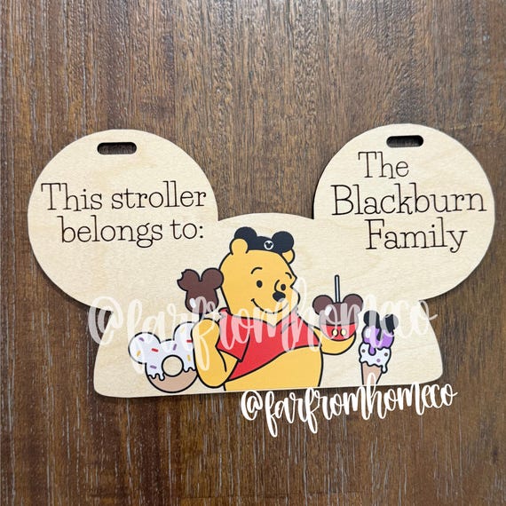Personalized Honey Bear Stroller Tag | Theme Park Family Vacation Sign