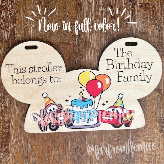 Birthday Racer Car Parks Stroller Tag