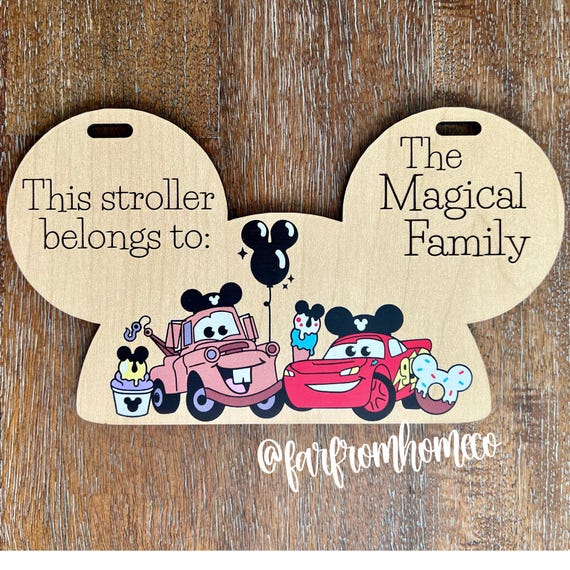 Personalized Stroller Tag | Theme Park Family Vacation Stroller Sign