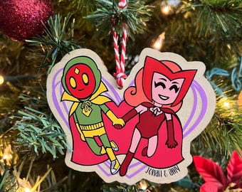 Wanda houten liefdesornament in komische stijl
