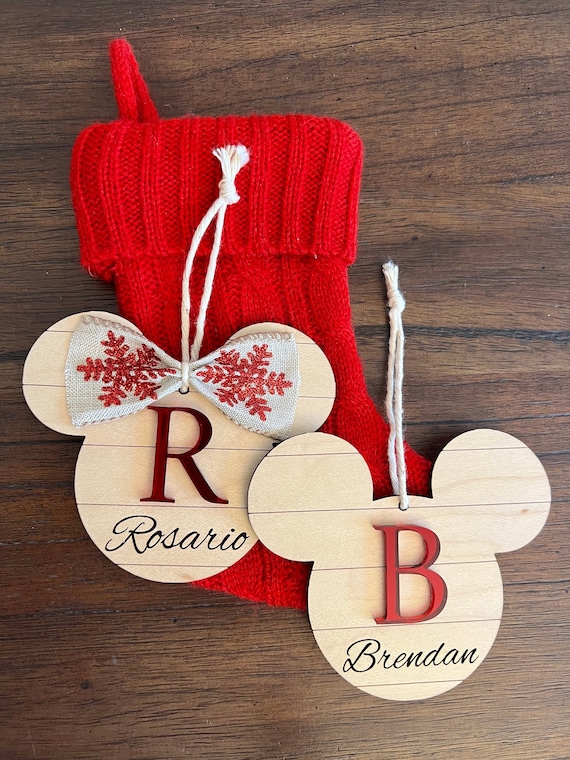 Personalized Mouse Wood And Acrylic Gift Stocking Tag or Ornament
