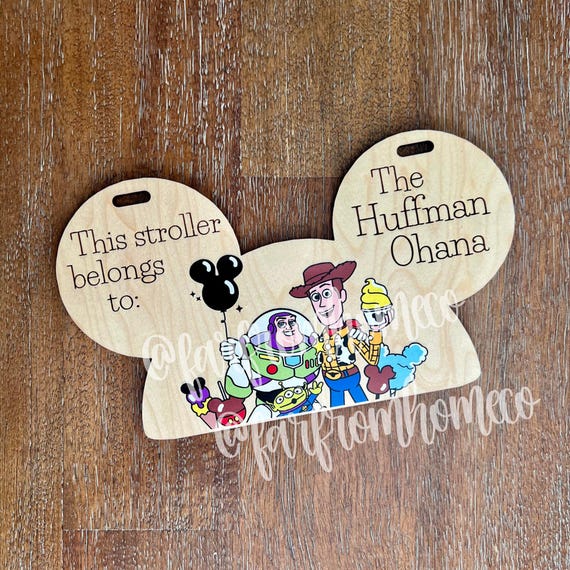 Personalized Stroller Tag | Toy Friends | Festive Family Vacation Travel Accessory