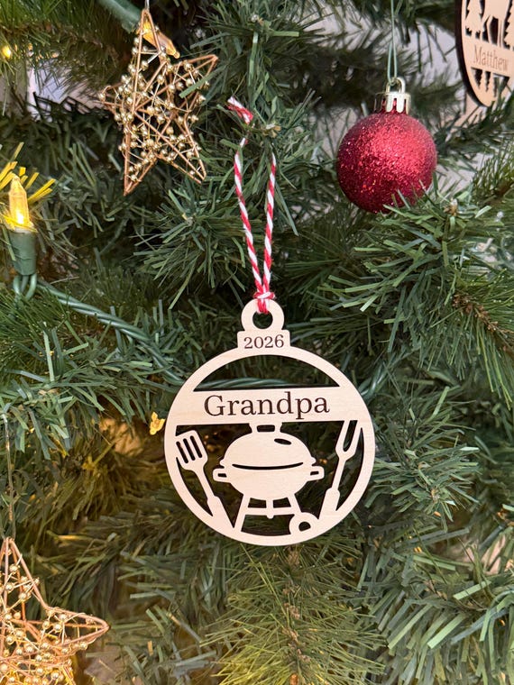 Wood Personalized BBQ Grill Christmas Ornament or Stocking Tag