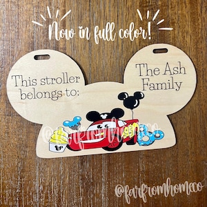 Racer Car Parks Stroller Tag