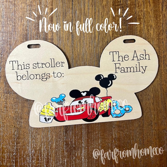Racer Car Parks Stroller Tag