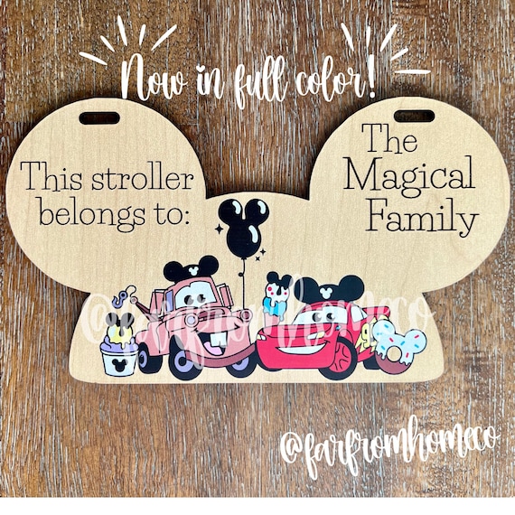 Racer Car Friends Parks Stroller Tag