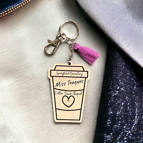 Teacher Coffee Cup Appreciation Key Chain or Bag Charm