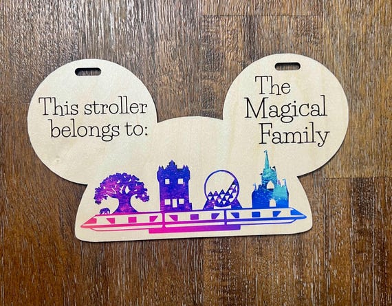 World Land Parks Monorail Mouse Ears Stroller Tag