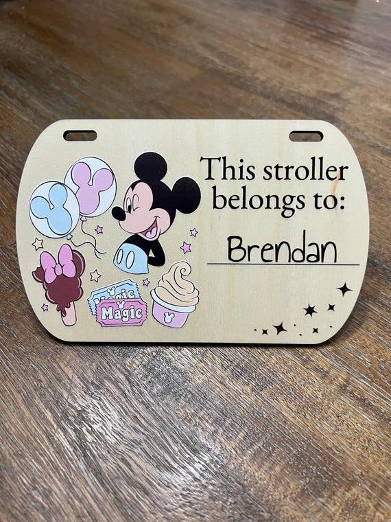 Pastel Magical Snacks Mick Mouse Stroller Tag
