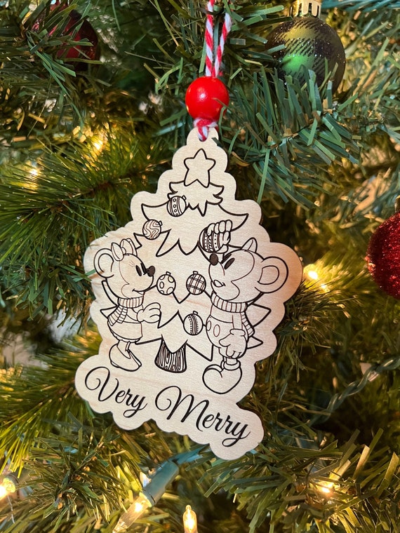 Main Mouse Couple Wood Christmas Ornament or Gift Tag