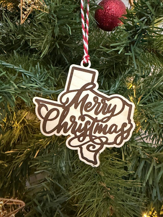 Texas Christmas Wood Ornament - Merry Christmas