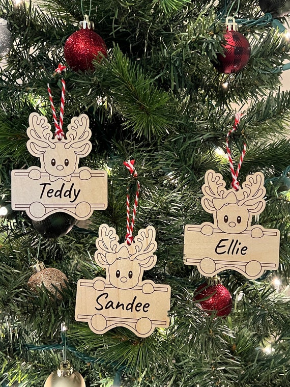 Personalized Reindeer Ornament Gift Stocking Tag