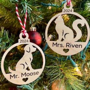 Wood Personalized Dog Cat Ornament Stocking Gift Tag