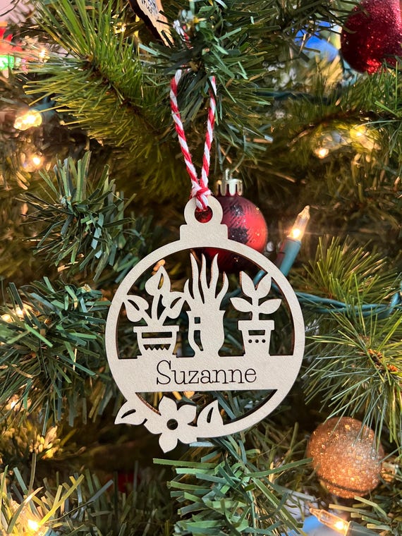 Wood Personalized Plants Flowers Christmas Ornament