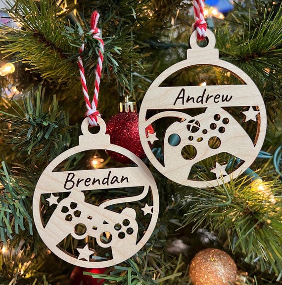 Wood Personalized Gamer Game Controller Christmas Ornament
