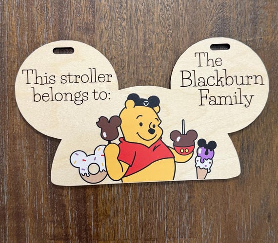 Personalized Honey Bear Stroller Tag | Theme Park Family Vacation Sign