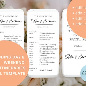Wedding Timeline Template for Canva | Wedding Itinerary Template Editable | Minimalist Wedding Template | Wedding Order of Events Template