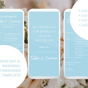 Wedding Timeline Template for Canva | Wedding Itinerary Template Editable | Minimalist Wedding Template | Wedding Order of Events Template