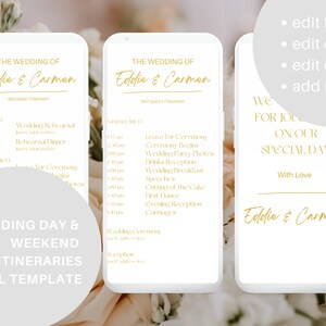 Wedding Timeline Template for Canva | Wedding Itinerary Template Editable | Minimalist Wedding Template | Wedding Order of Events Template
