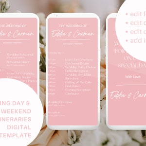 Wedding Timeline Template for Canva | Wedding Itinerary Template Editable | Minimalist Wedding Template | Wedding Order of Events Template
