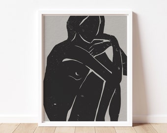 Abstract Female Figure Art Print, Simple Boho Decor (Digital Download)