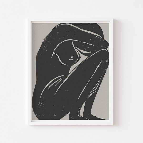 Abstract Female Figure Printable Wall Art,Black Abstract Shapes Poster,Trending Now Art,Bohemian Style Bathroom Decor,Women Figure Artwork