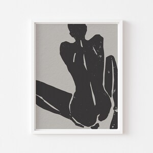 Abstract Female Figure Printable Wall Art,Black Abstract Shapes Poster,Trending Now Art, Bohemian Style Bathroom Decor,Women Figure Artwork
