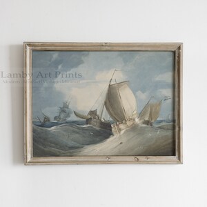 Vintage Watercolor Painting| Horizontal Nautical Printable Wall Art|Gallery Wall Art| Antique Art Print| Trending Now| Vintage Shipwreck Art