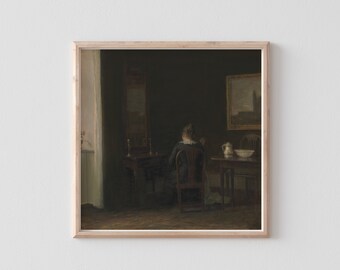 Vintage painting, woman painting, vintage woman print, portrait oil painting, moody painting, vintage art, antique portrait, printable art