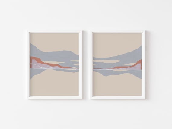 Set Of 2 Desert Landscape Art Printable,Sunrise and Sunset Wall Art,Mountain Landscape Art Print,Southwestern Living Room Decor,Trending Now