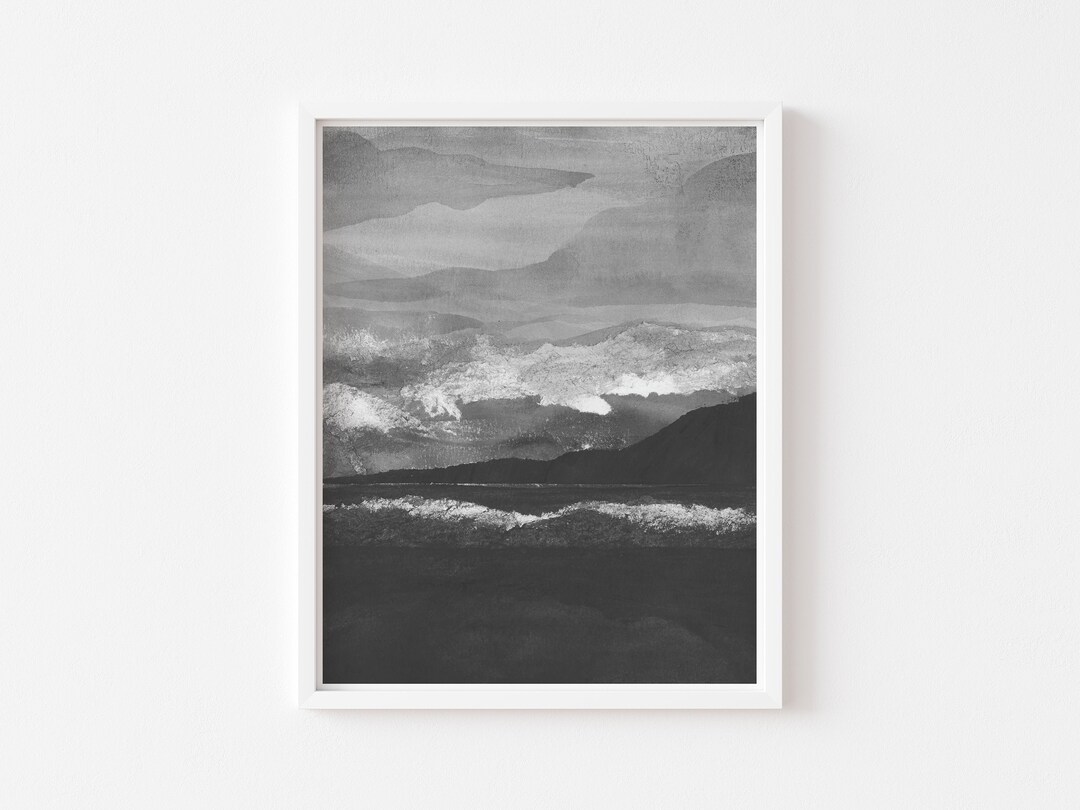 Mountain Landscape Printable Wall Art,modern Style Art Print,black and ...