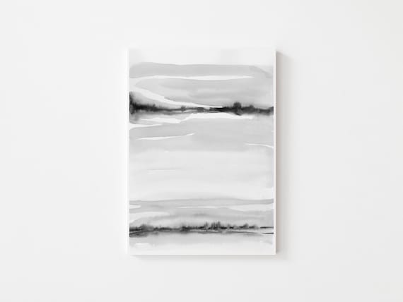 Black and White Watercolor Printable Wall Artabstract Ocean | Etsy