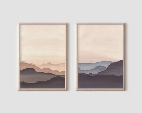 Set Of 2 Desert Landscape Art Printable | Sunrise And Sunset Wall Art | Mountain Landscape Art Print | Southwestern Décor | Trending Now